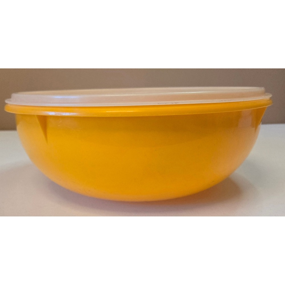 Vintage Tupperware Large Orange Mixing Storage Bowl With Matching Lid